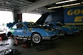 Work on the cars prepare them for the Six Hour race on Sunday. 